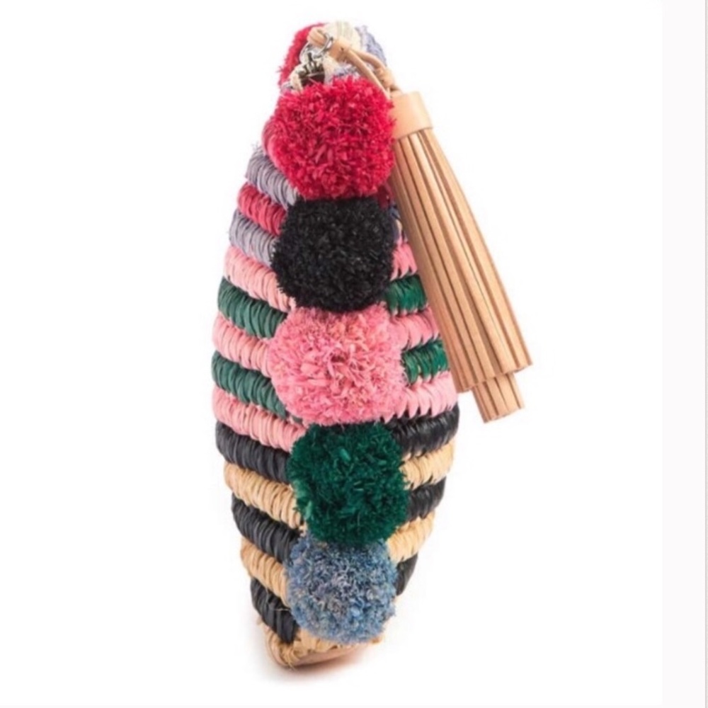 LOEFFLER RANDALL Rainbow Straw Pouch Clutch Purse - Picture 6 of 15